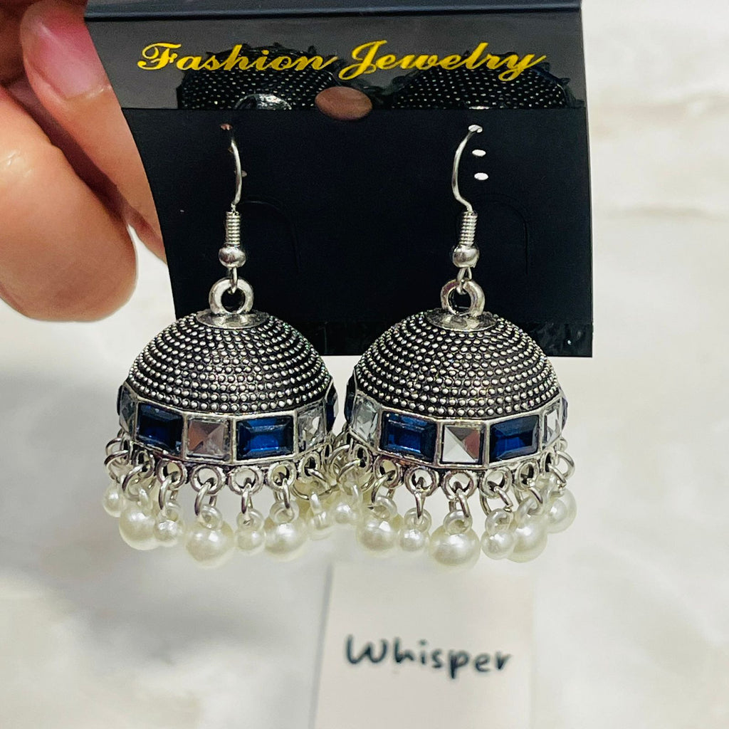 Sapphire Pearl Jhumka Earrings