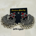 Ruby Oxidized Chandbali Earrings