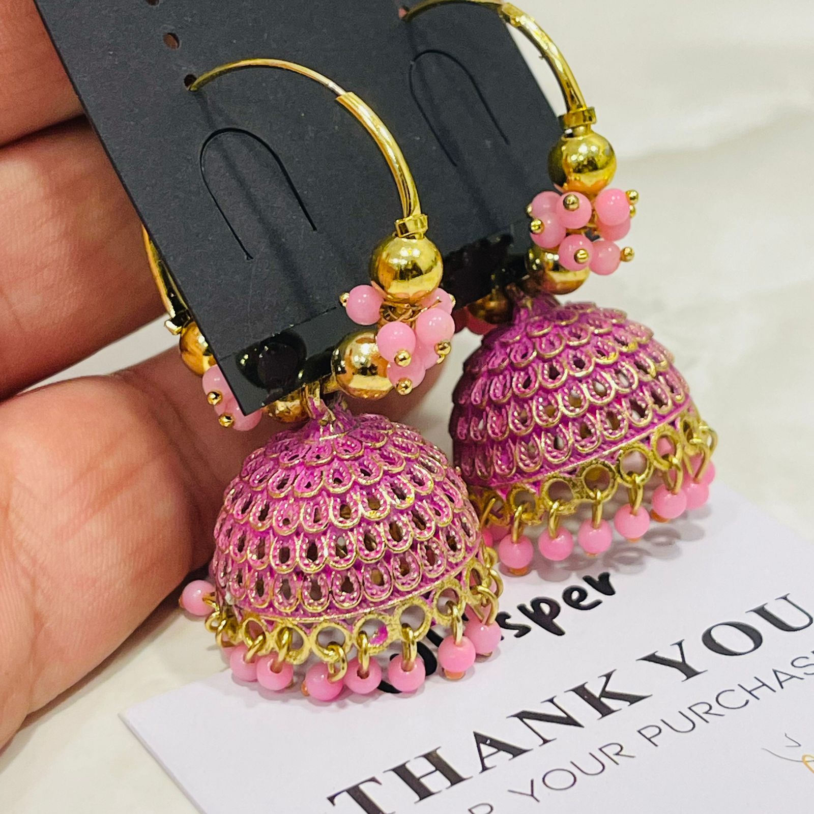Pink Jhumka Hoops