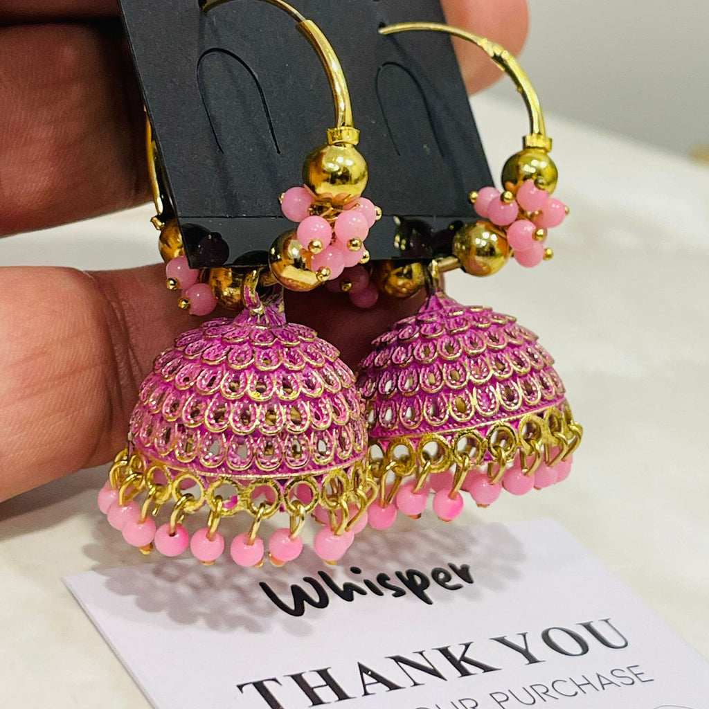 Pink Jhumka Hoops