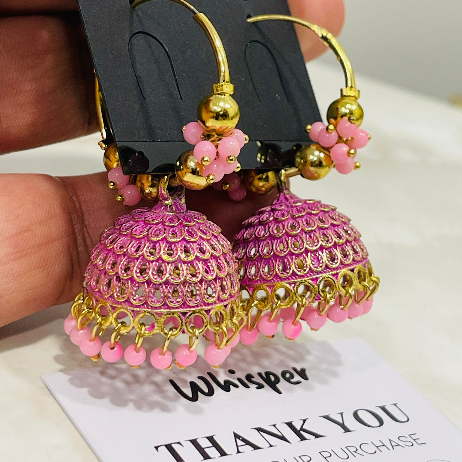 Pink Jhumka Hoops