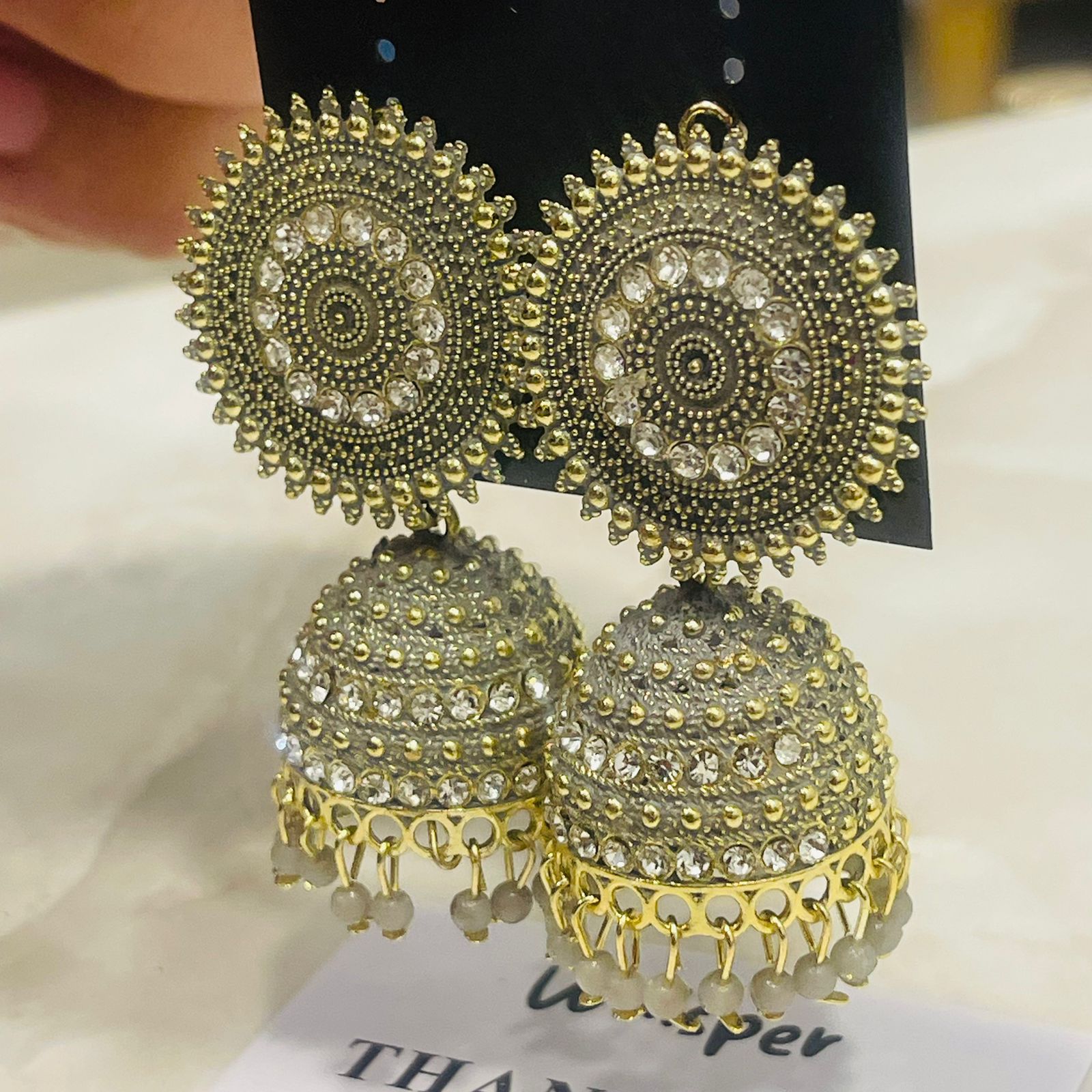 Royal Crystal Antique Jhumka