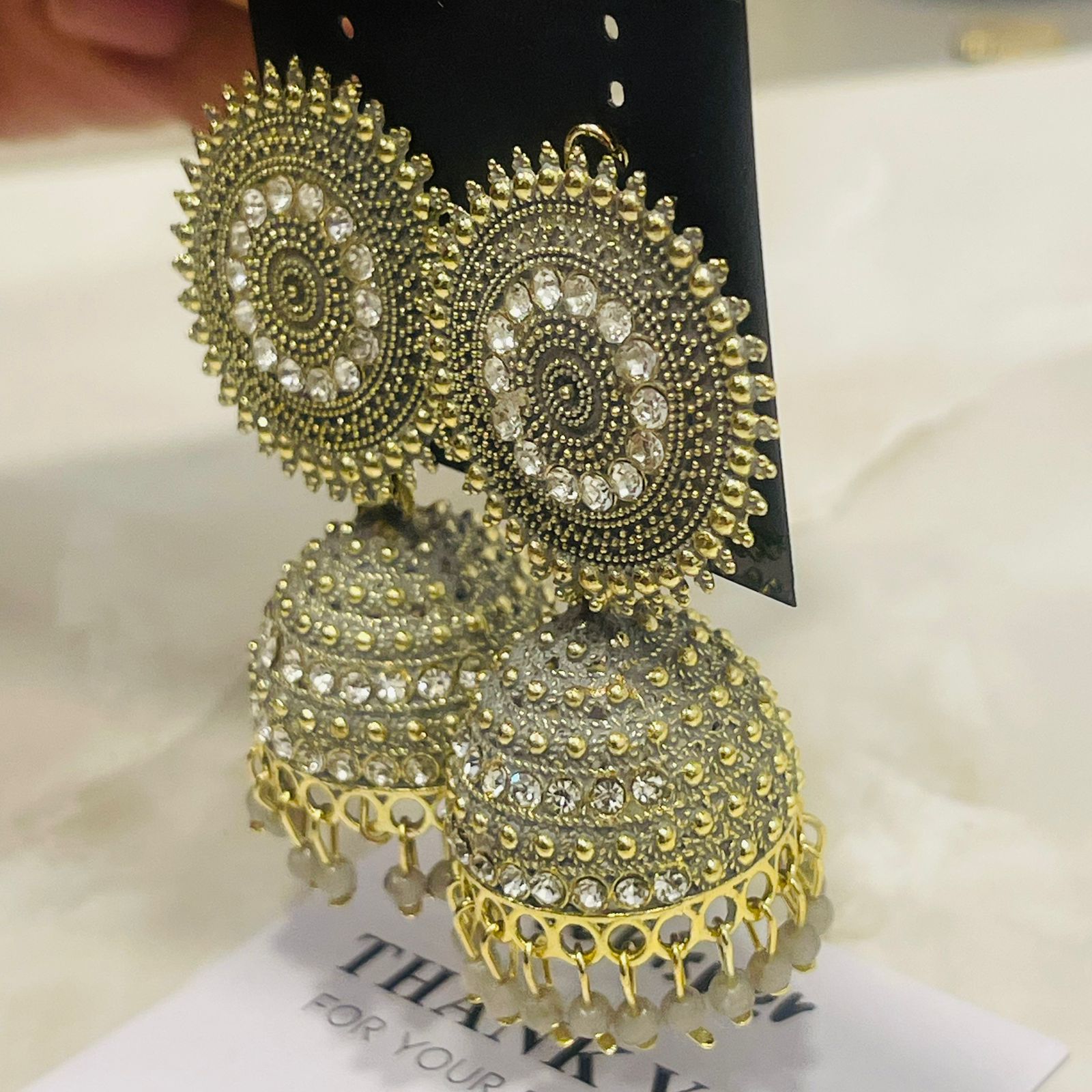 Royal Crystal Antique Jhumka
