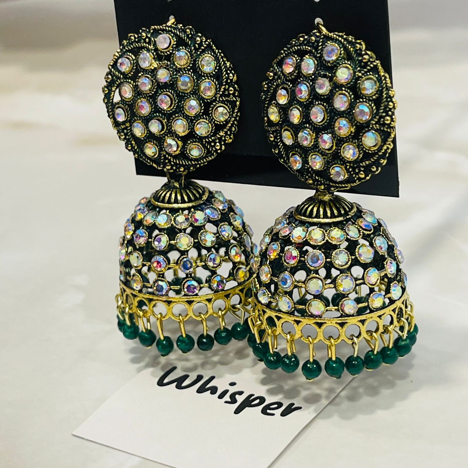 Aurora Crystal Dome Jhumka Earrings