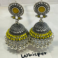 yellow Stone Oxidized Jhumka Earrings
