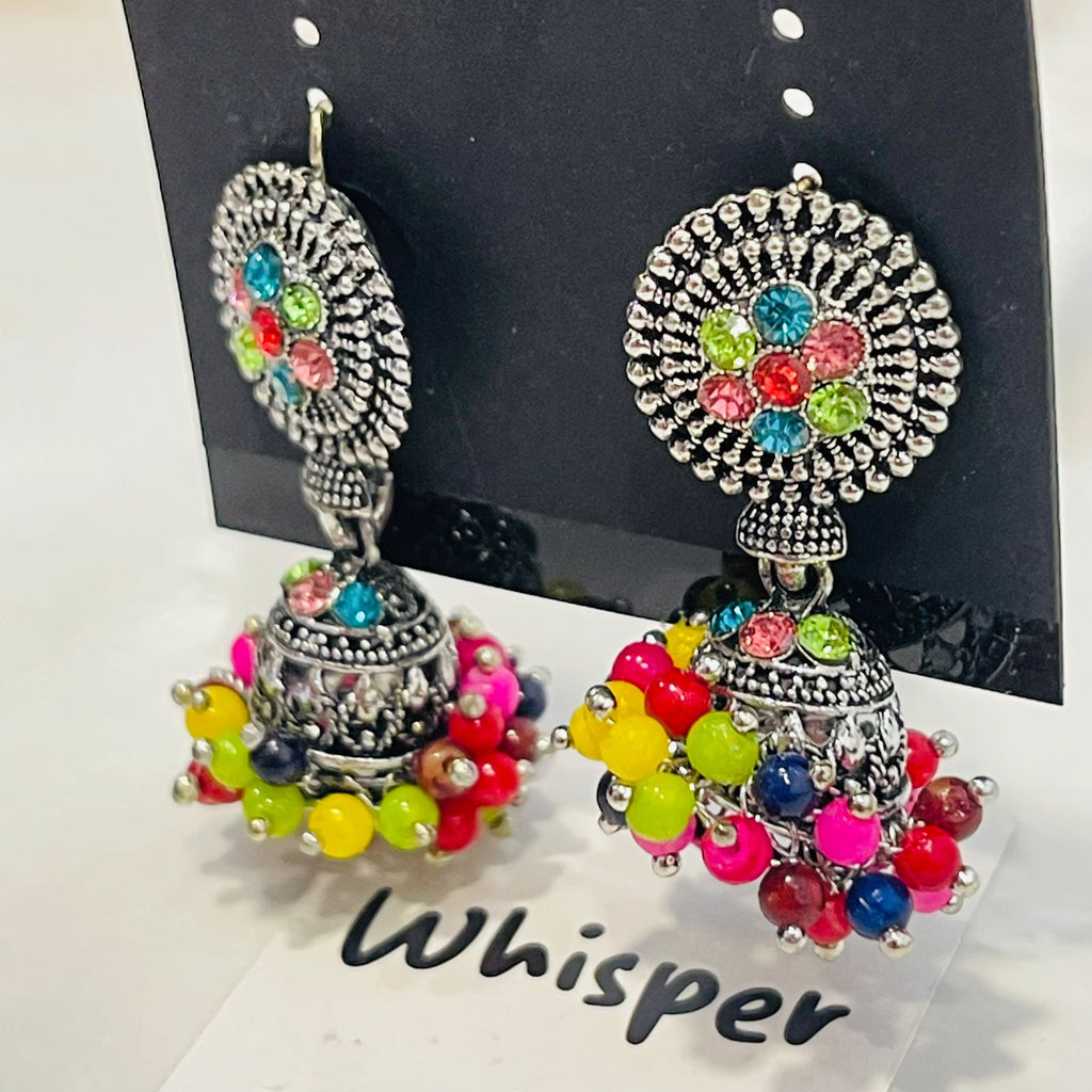 Multicolor Beaded Jhumka Earrings