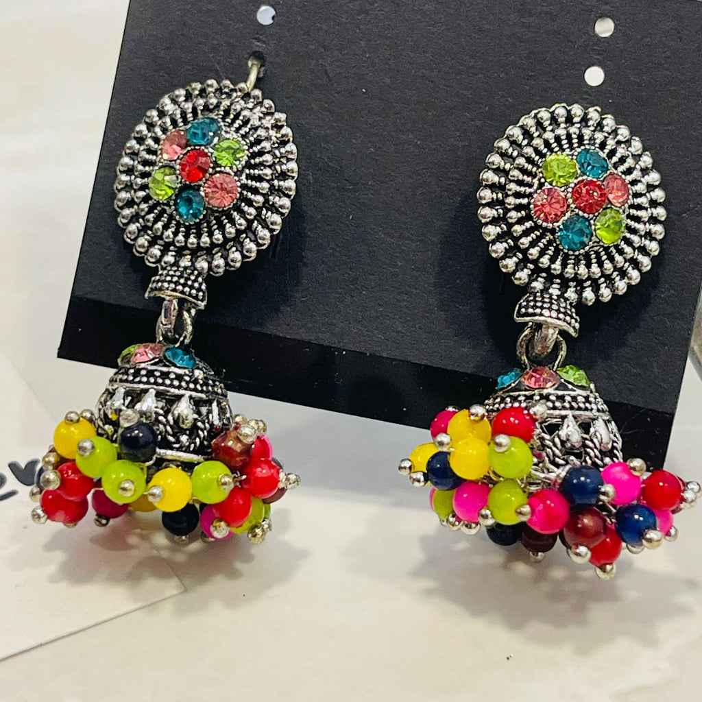 Multicolor Beaded Jhumka Earrings