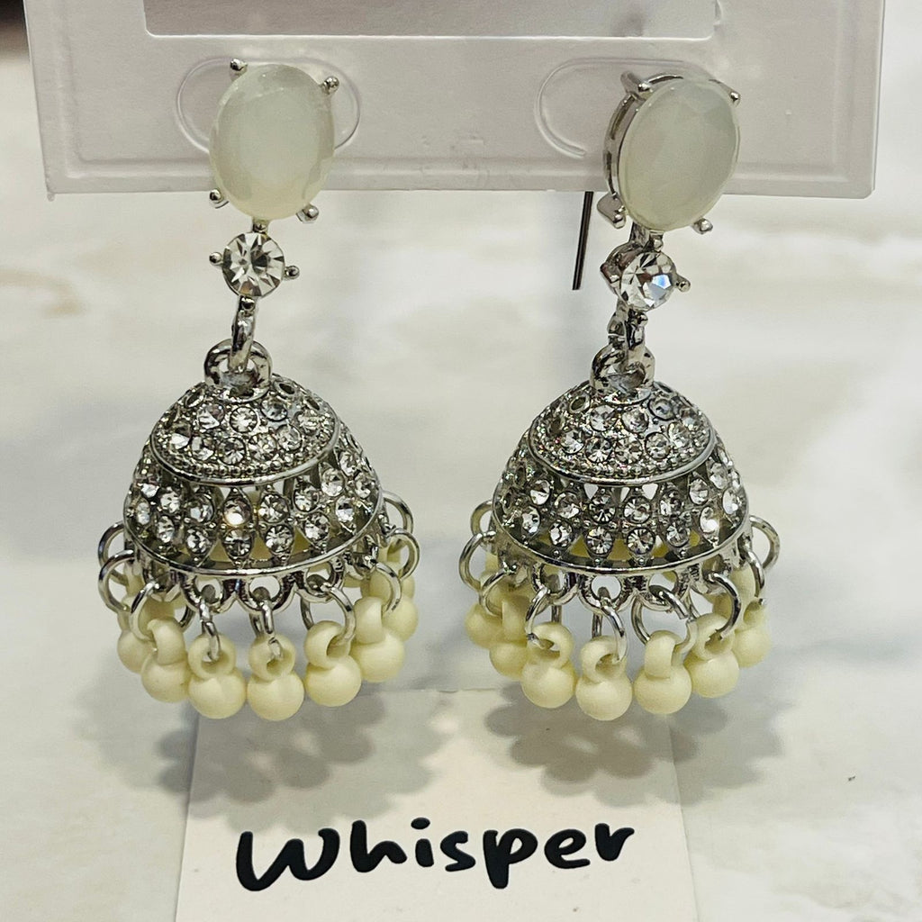 White Stone Crystal Jhumka