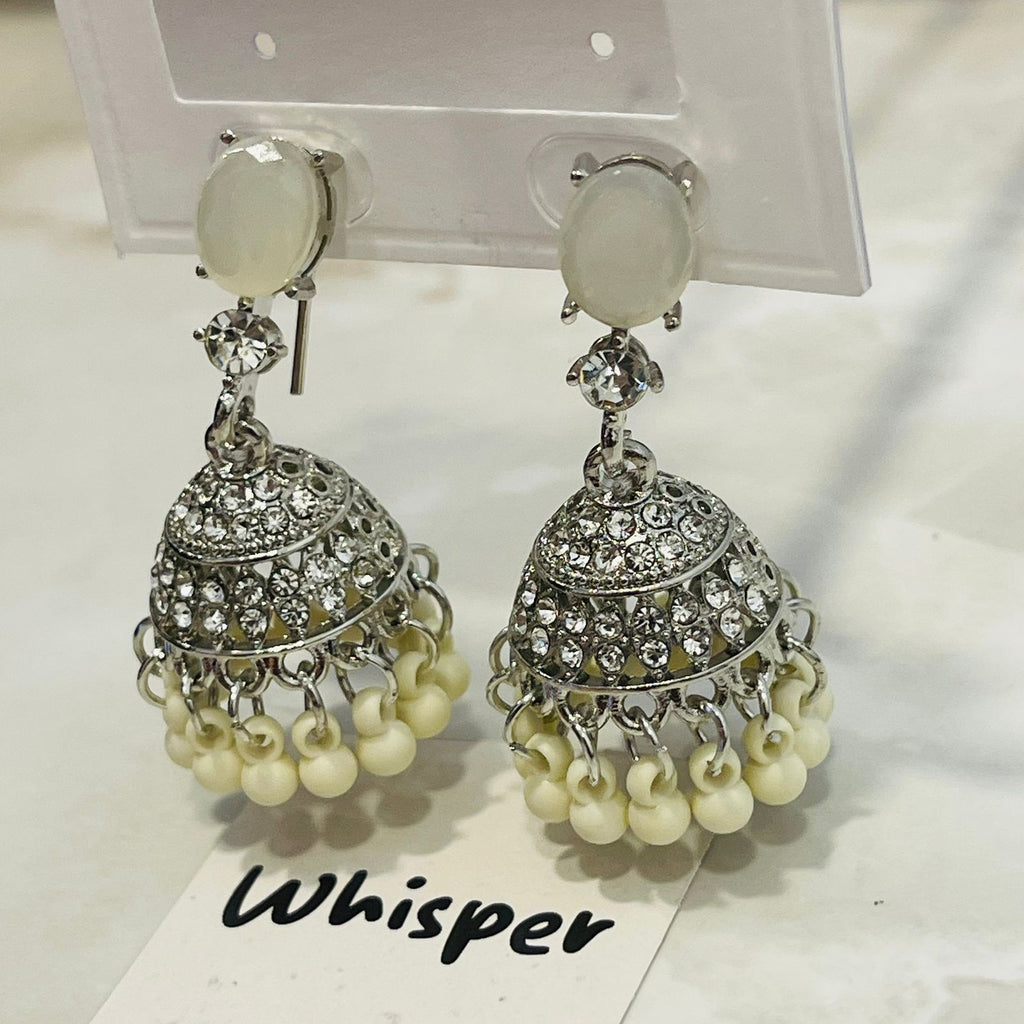 White Stone Crystal Jhumka