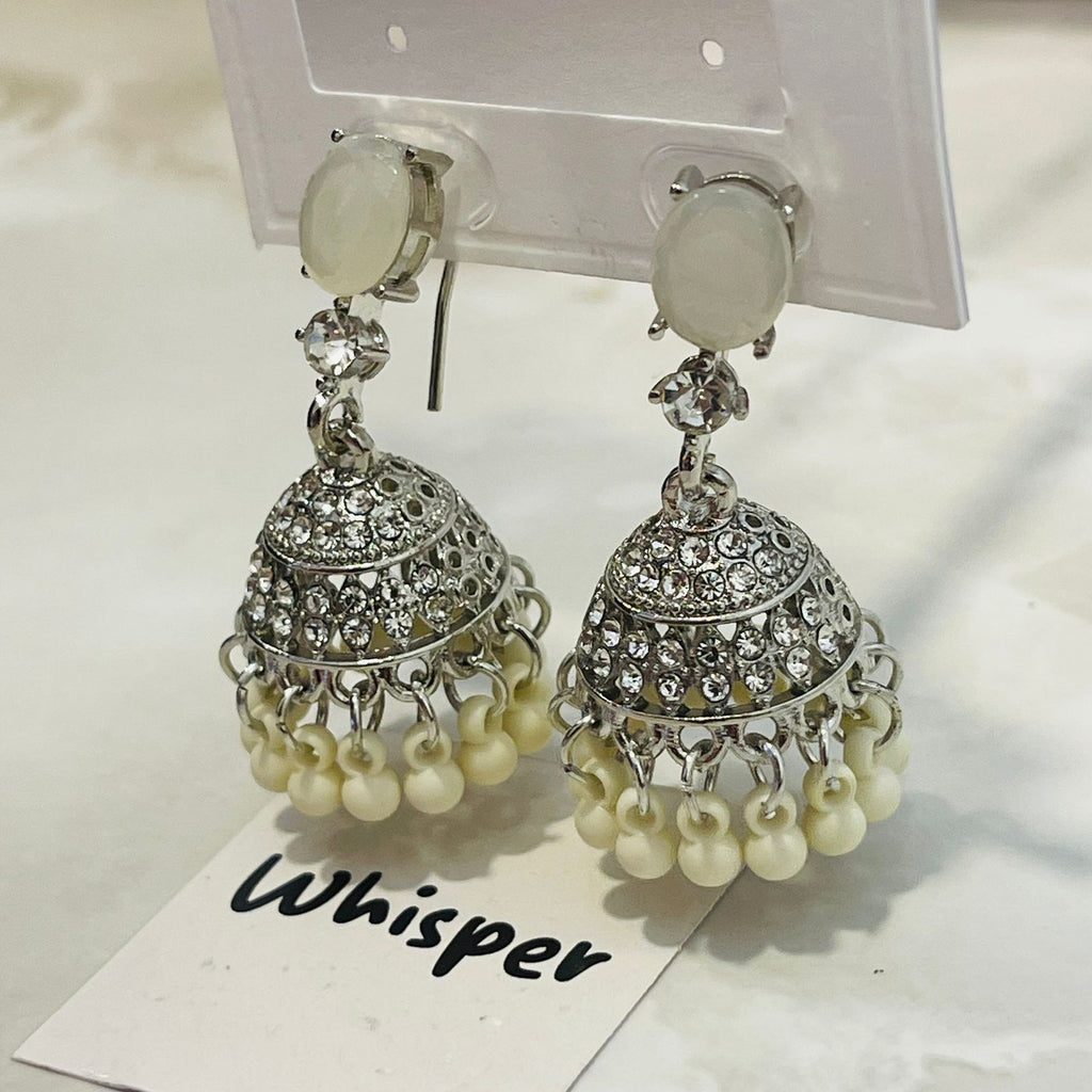 White Stone Crystal Jhumka