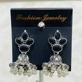 Black Stone Oxidized Jhumka Earrings
