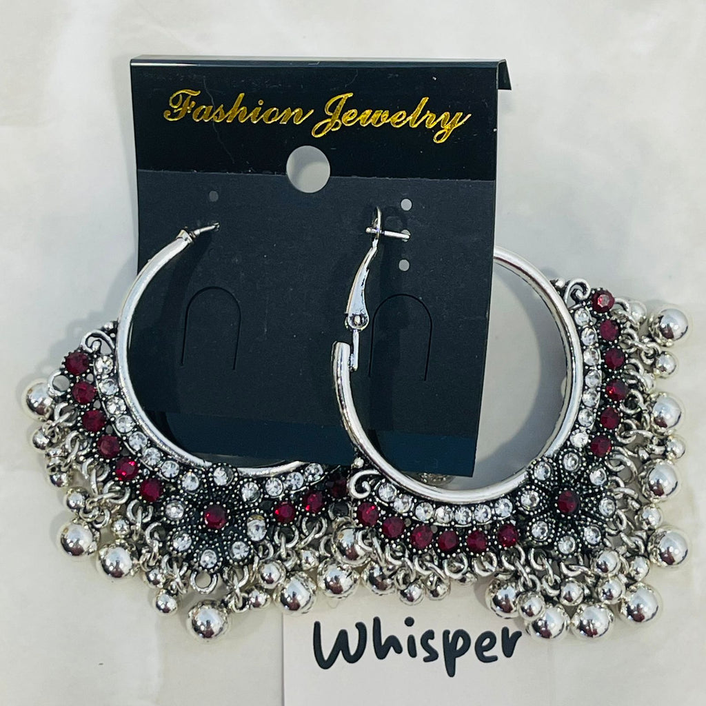 Ruby Oxidized Chandbali Earrings