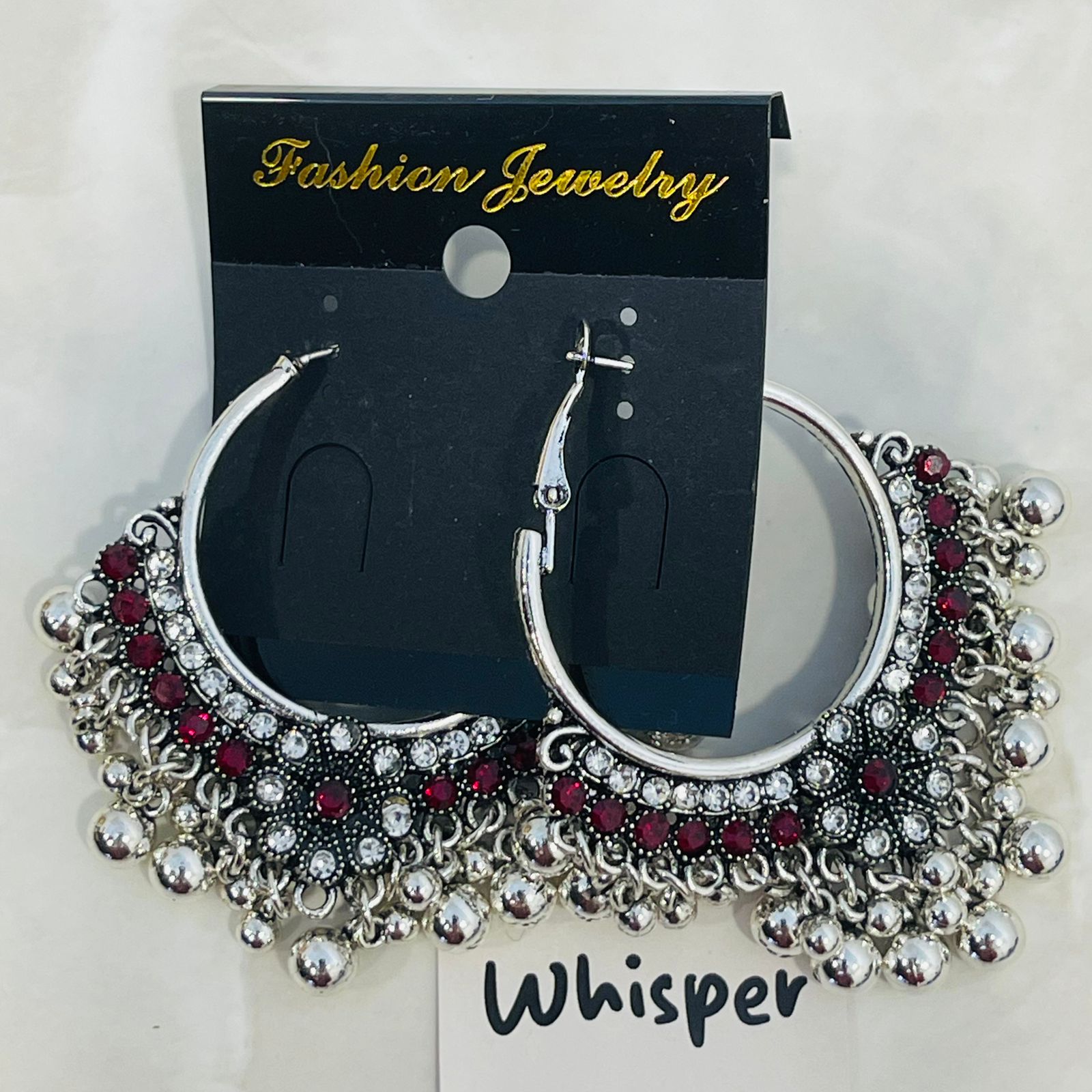 Ruby Oxidized Chandbali Earrings