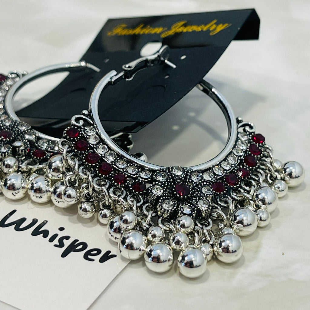 Ruby Oxidized Chandbali Earrings