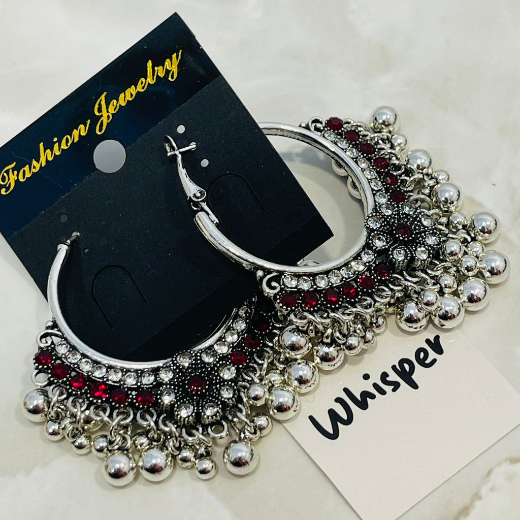 Ruby Oxidized Chandbali Earrings