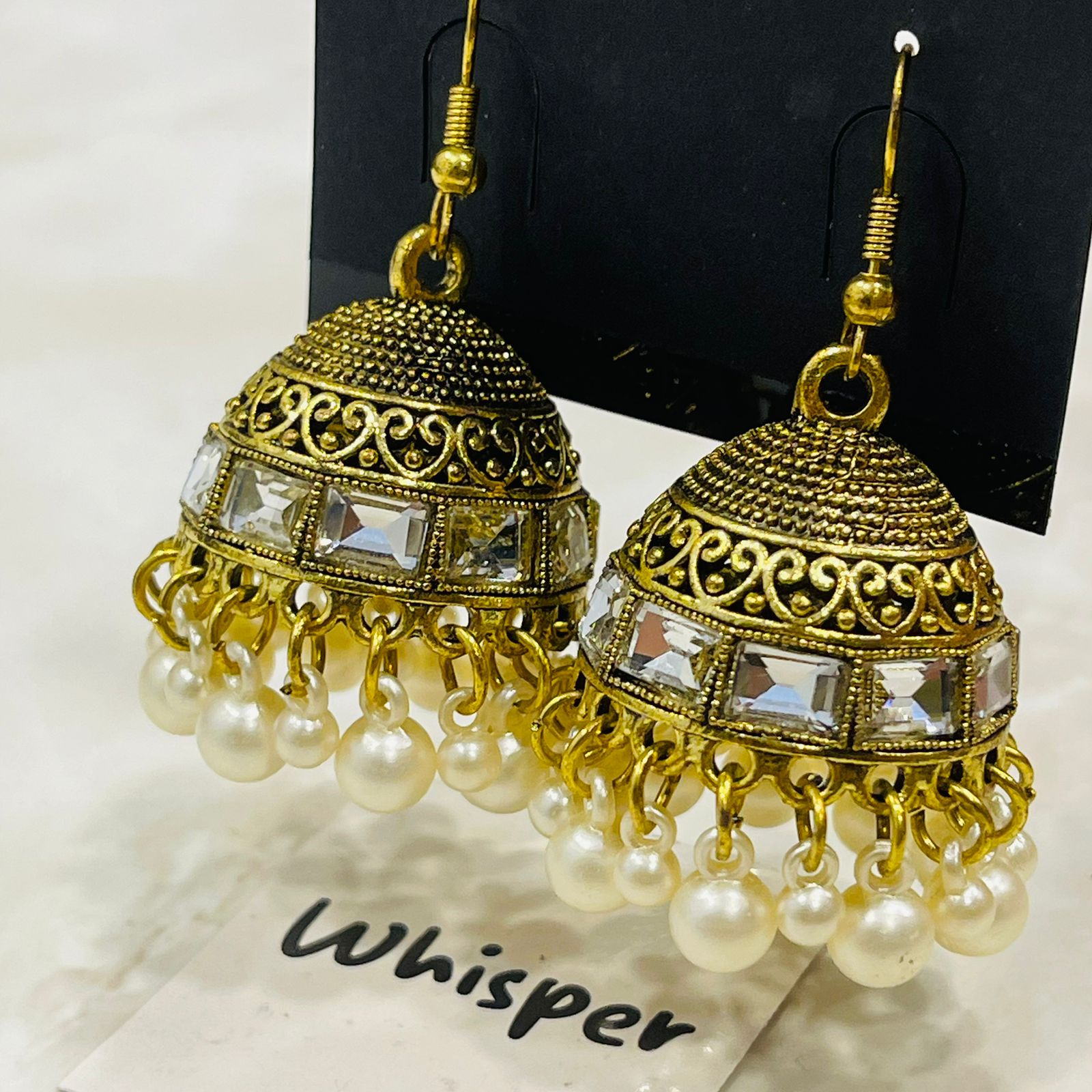 Antique Gold Pearl Drop Jhumka