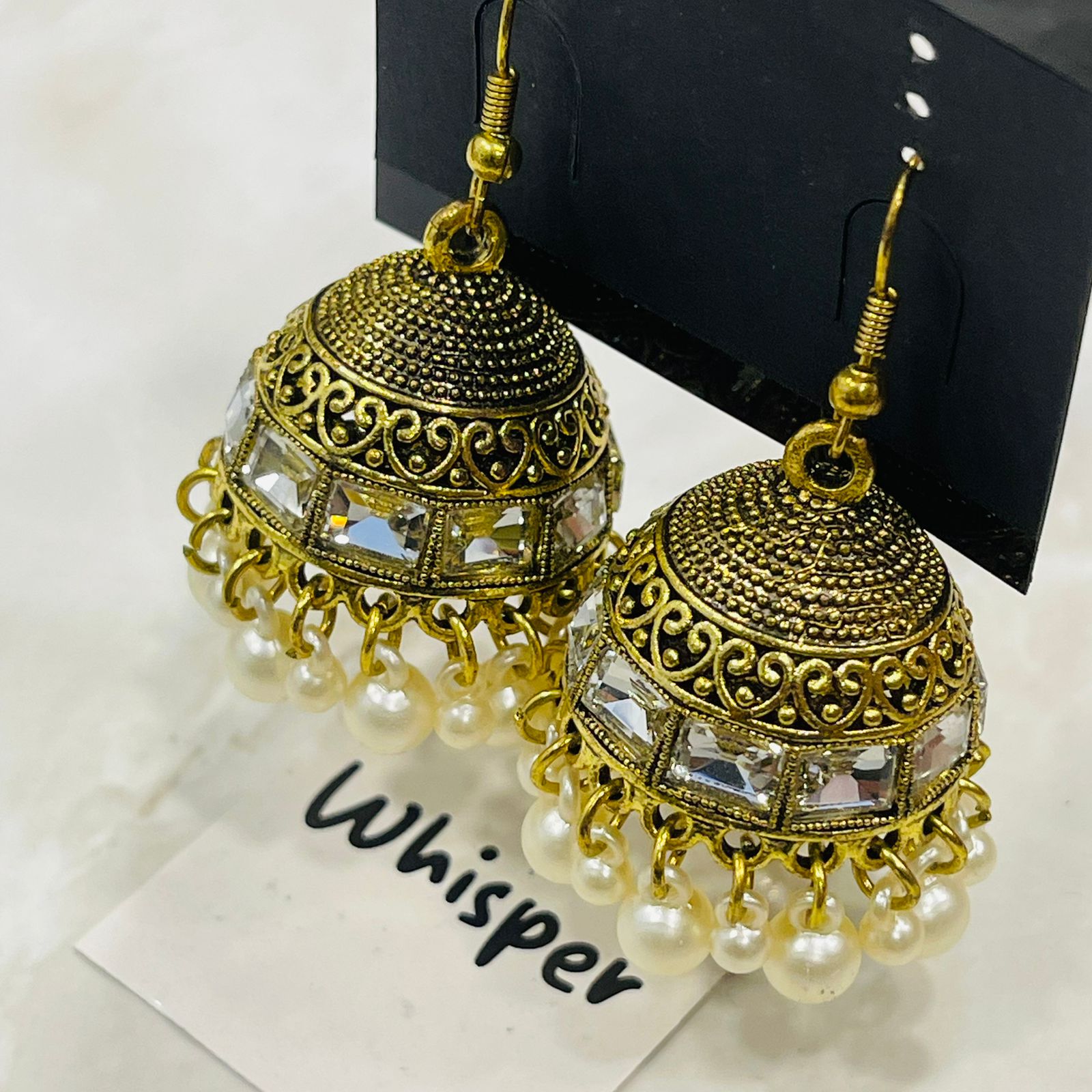 Antique Gold Pearl Drop Jhumka