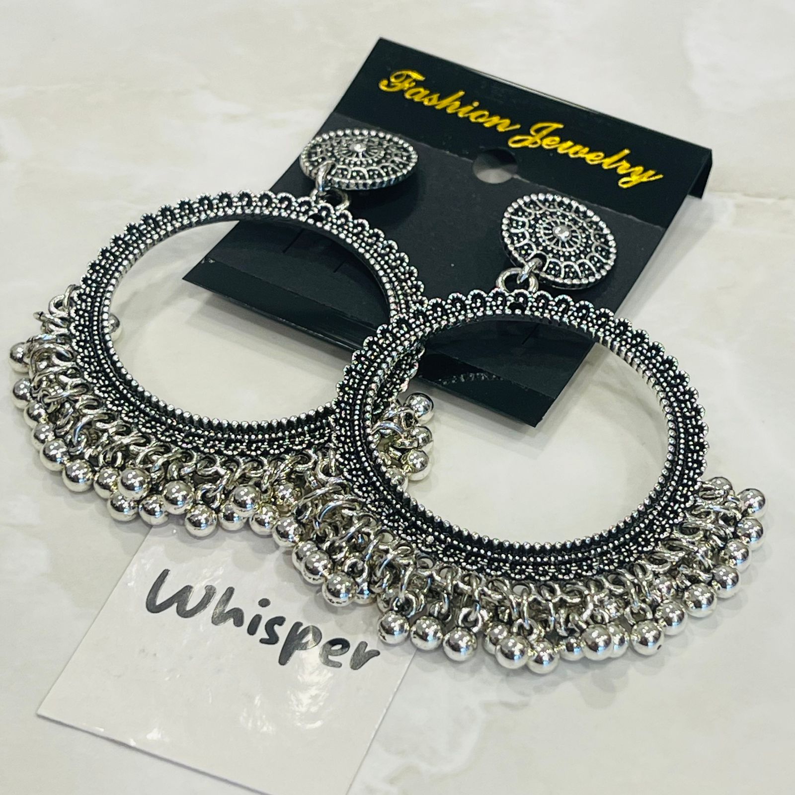 Oxidized Silver Tribal Hoop Jhumka