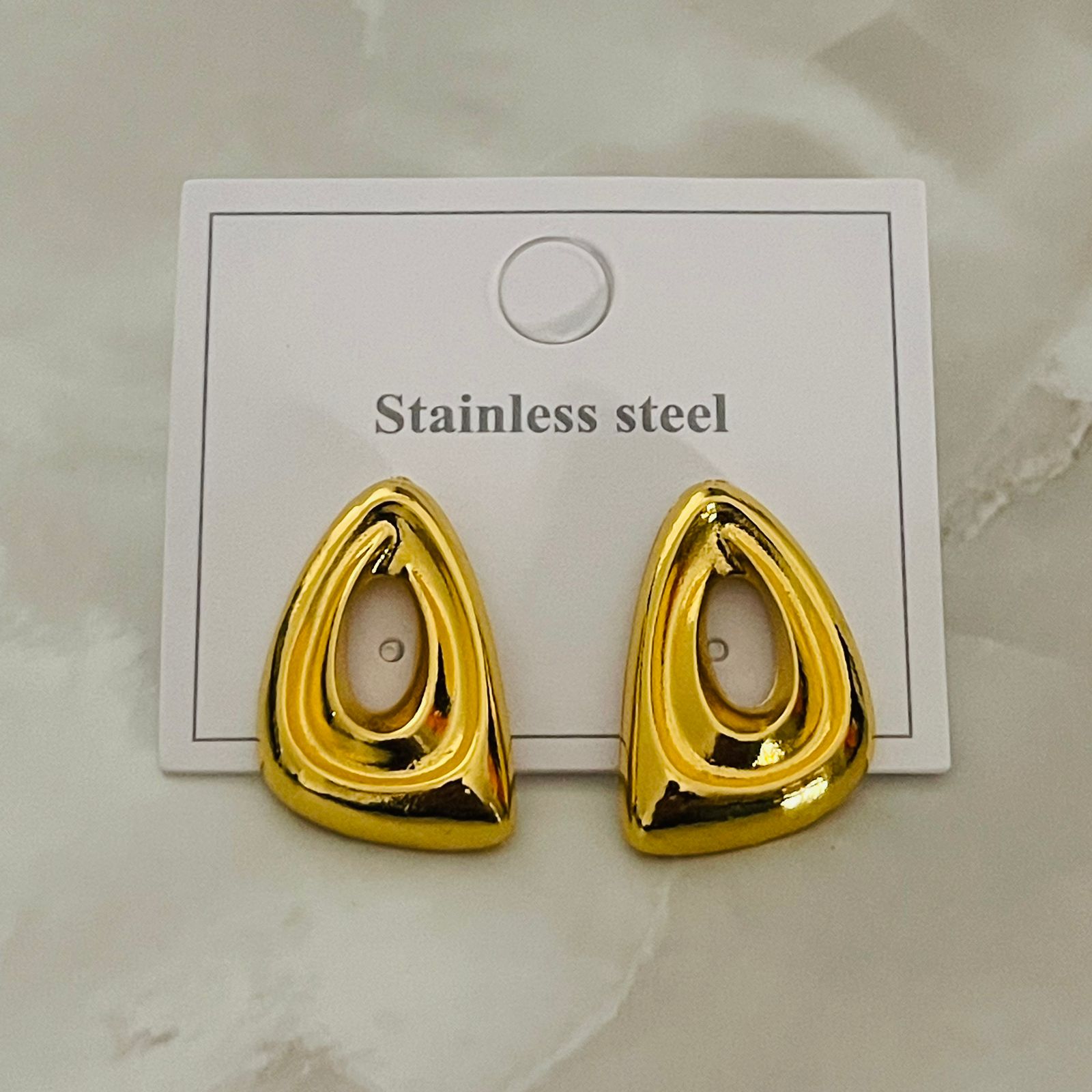 Gold Abstract Teardrop Stud Earrings