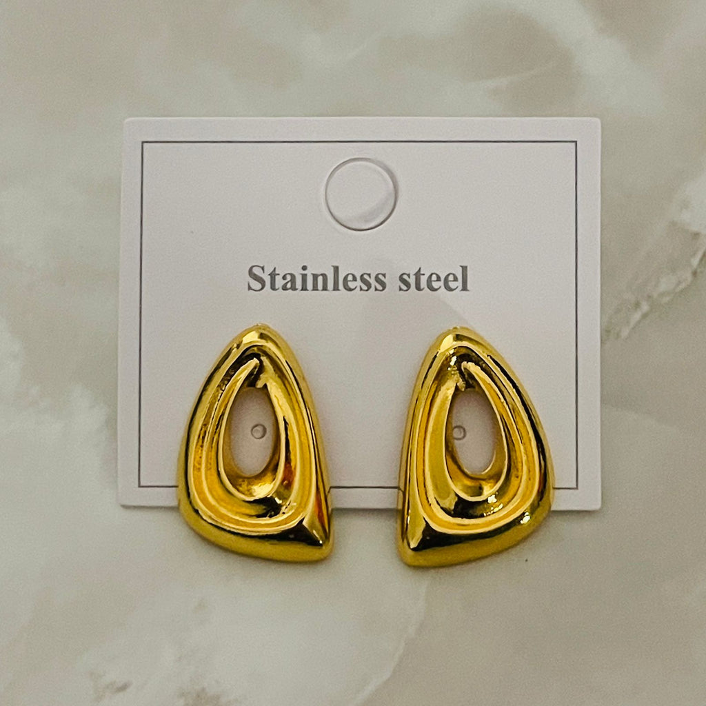 Gold Abstract Teardrop Stud Earrings