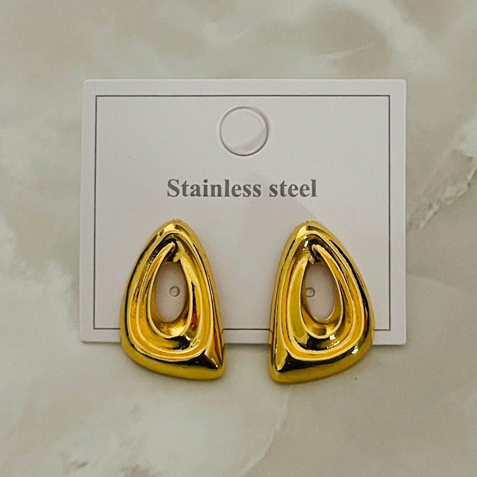 Gold Abstract Teardrop Stud Earrings