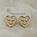 White Heart Gold Stud Earrings