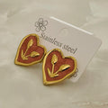 Blush Heart Enamel Earrings