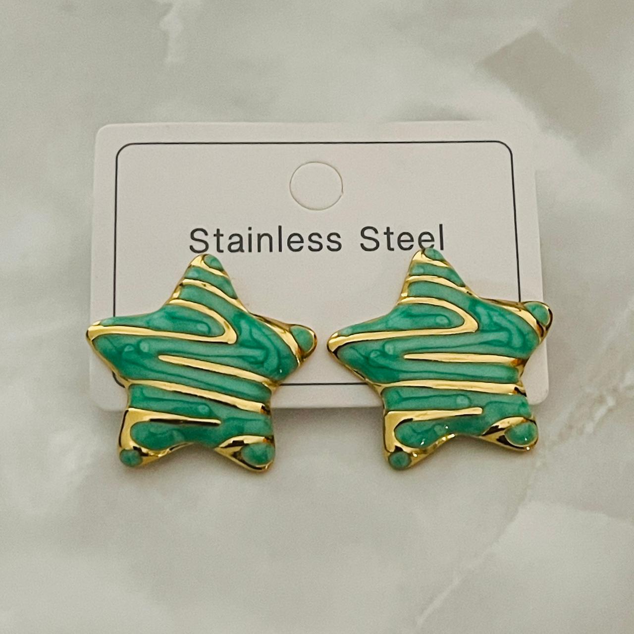 Green Star Enamel Stud