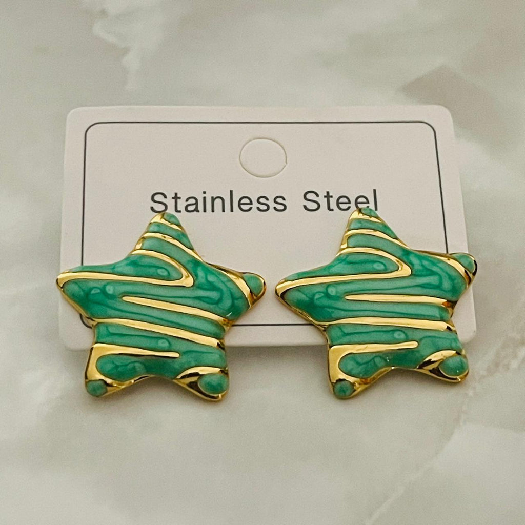 Mint Glaze Star Studs