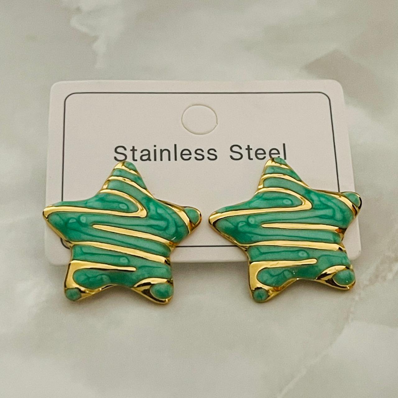 Mint Glaze Star Studs