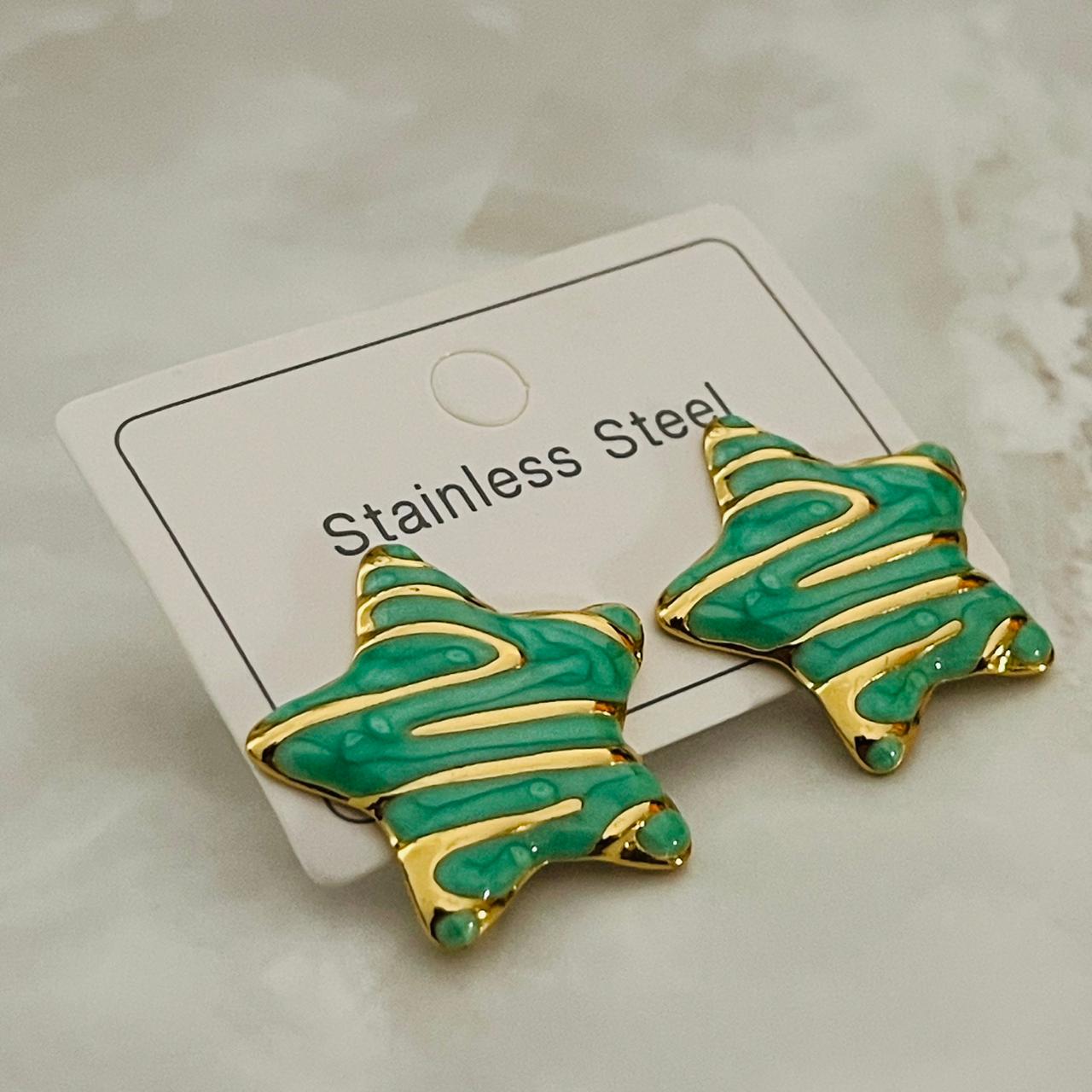 Green Star Enamel Stud