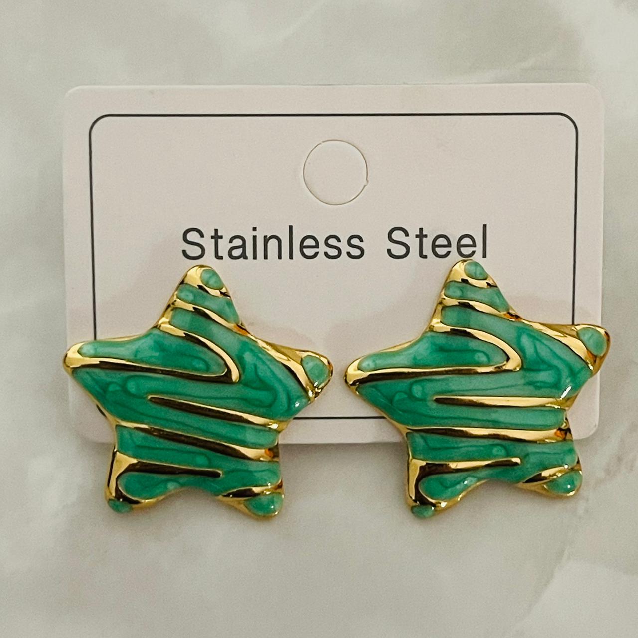Mint Glaze Star Studs