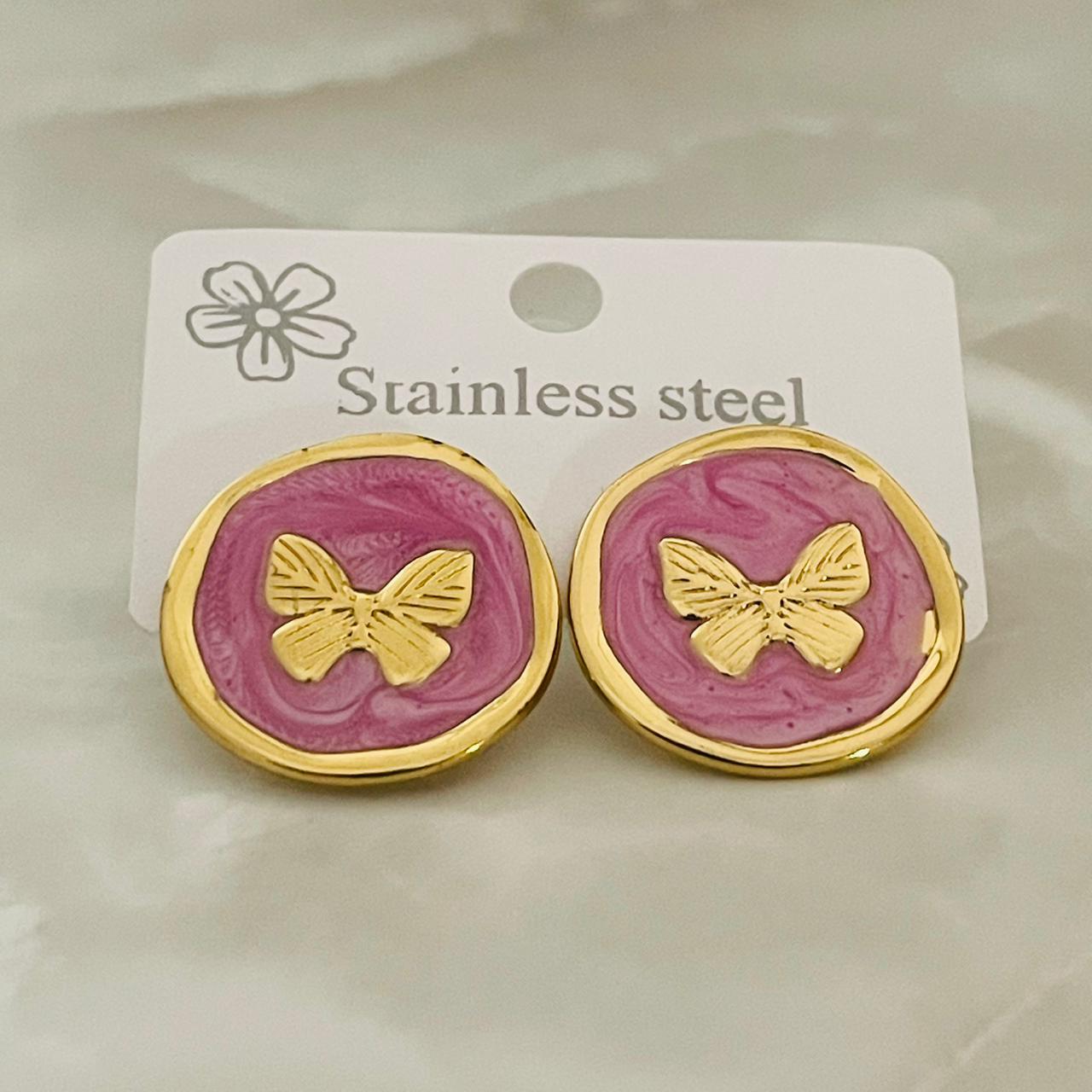 Pink Butterfly Stud Earrings