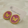 Pink Butterfly Stud Earrings
