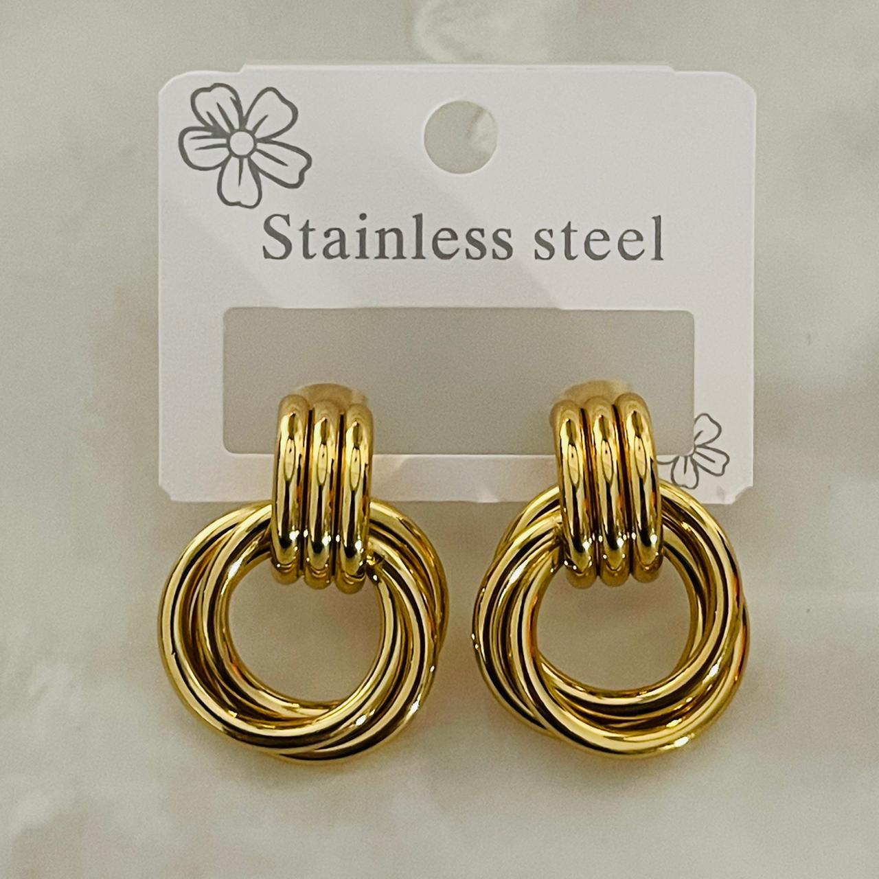 Gold Multi-Layer Knot Hoop Earrings