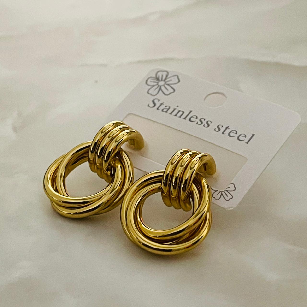 Gold Multi-Layer Knot Hoop Earrings