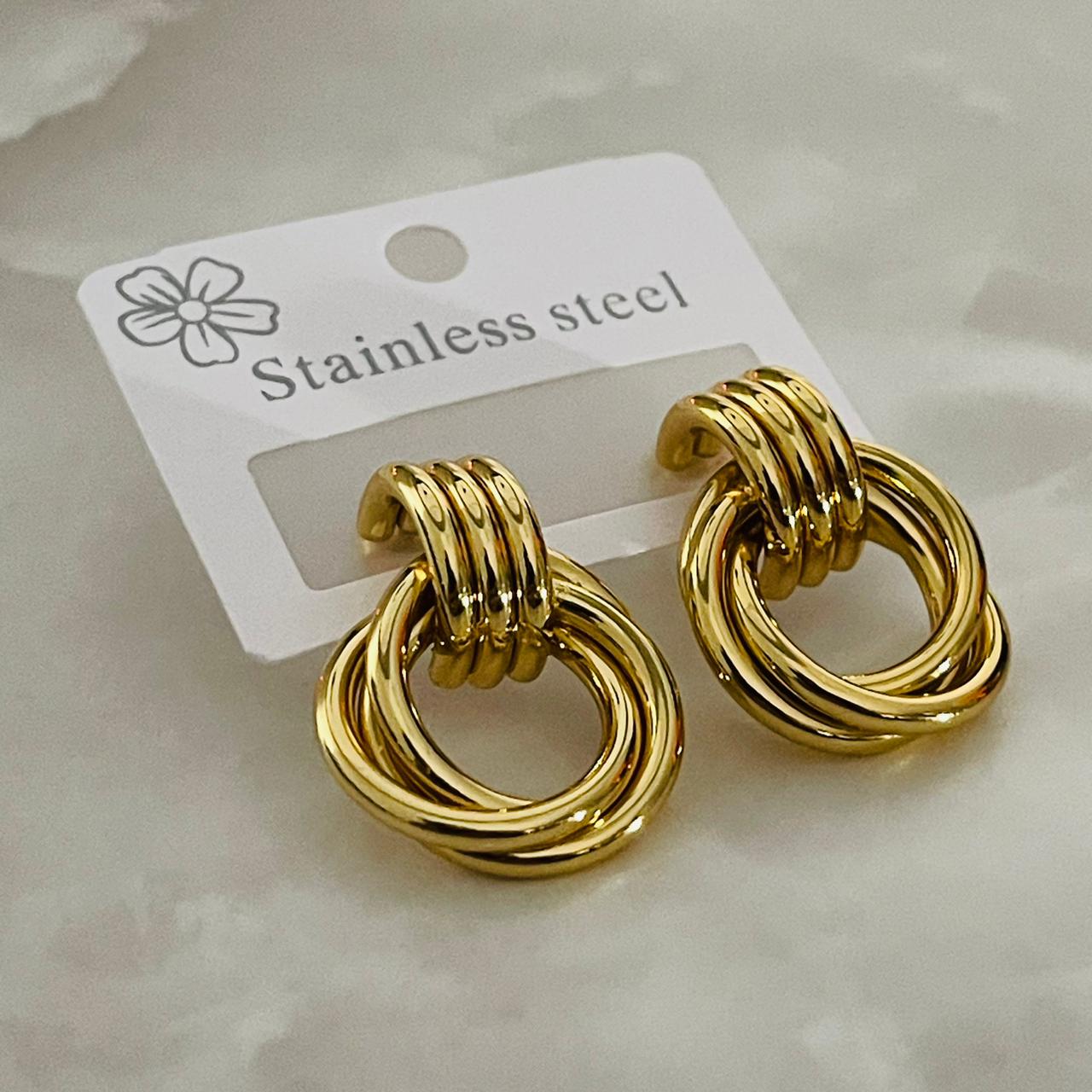 Gold Multi-Layer Knot Hoop Earrings