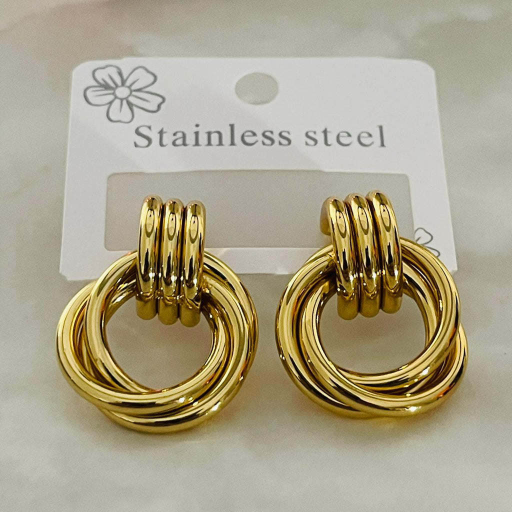 Gold Multi-Layer Knot Hoop Earrings