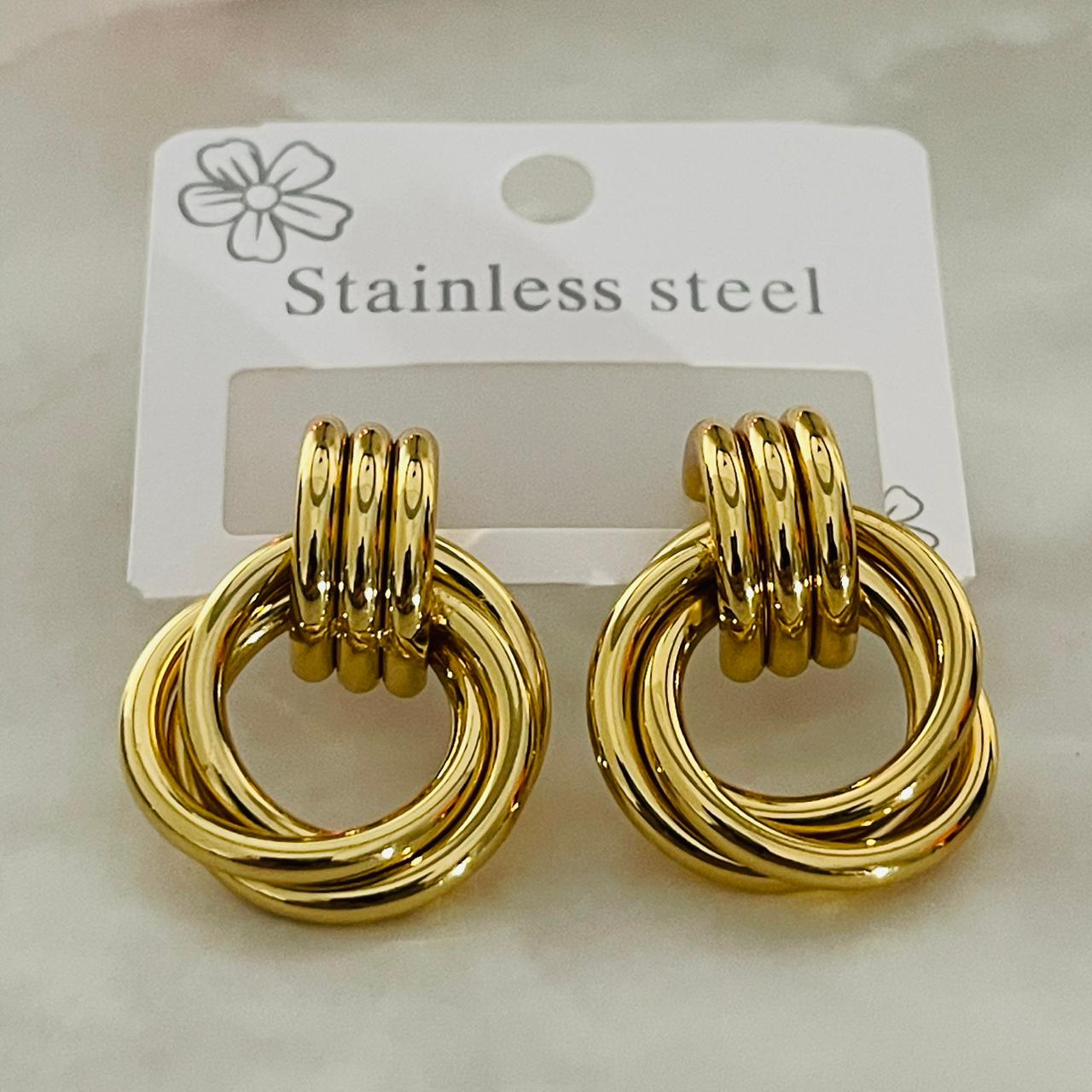 Gold Multi-Layer Knot Hoop Earrings