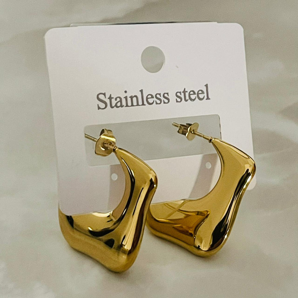 Gold Sculpted Wave Hoop Earrings