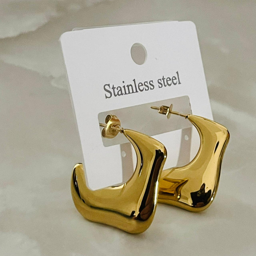 Gold Sculpted Wave Hoop Earrings