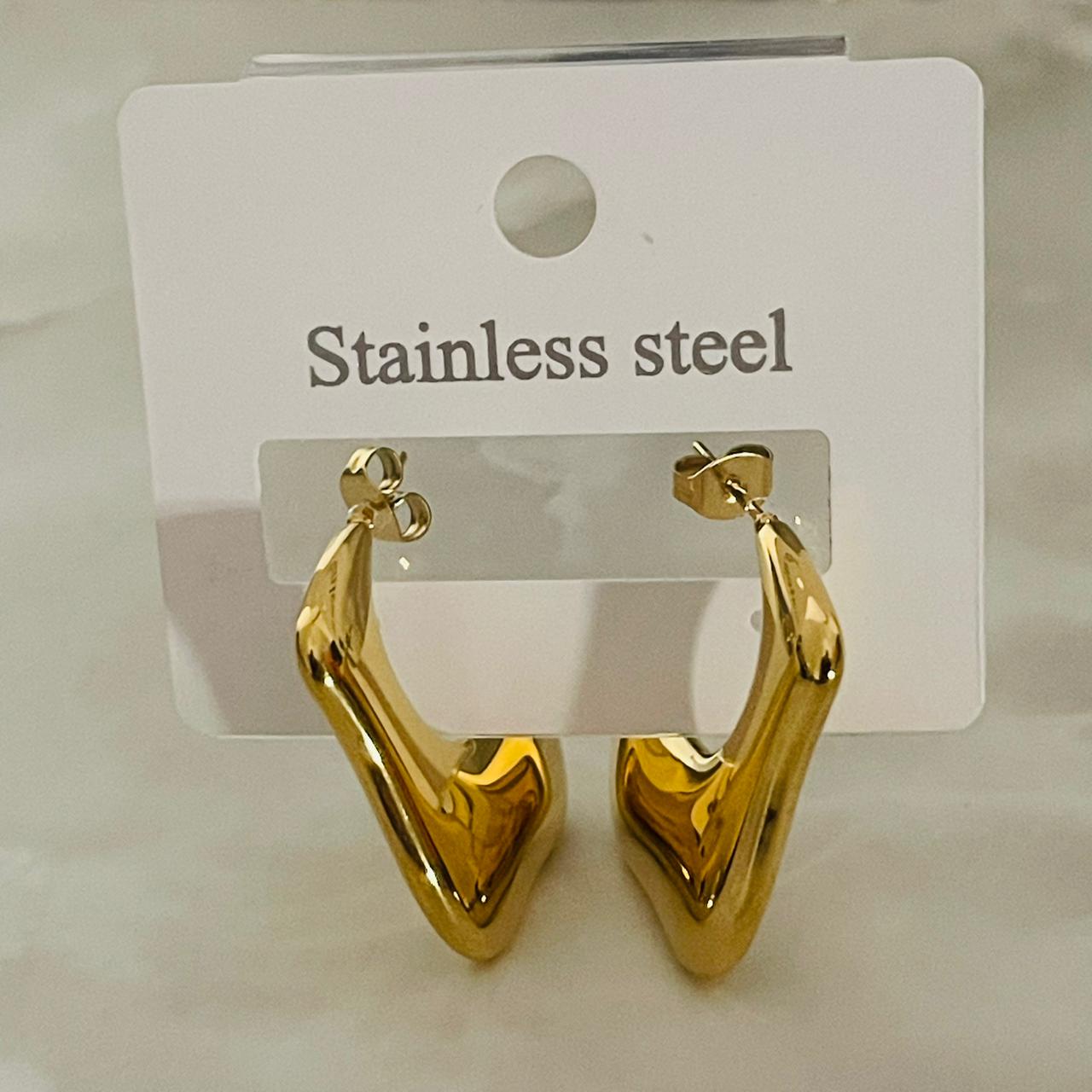 Gold Sculpted Wave Hoop Earrings