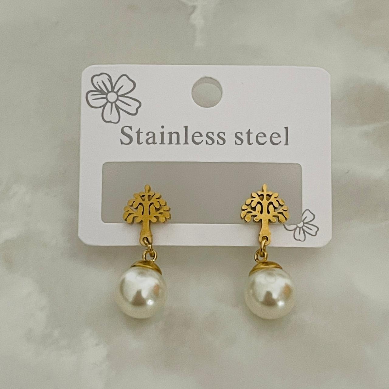 Pearl Tree Drop Earrings