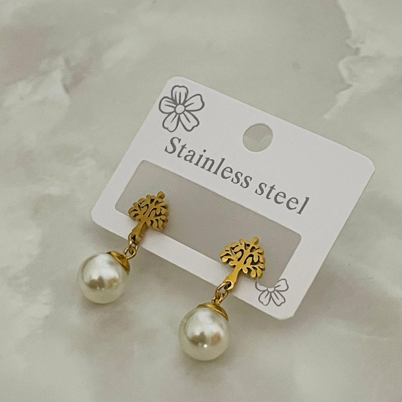 Pearl Tree Drop Earrings
