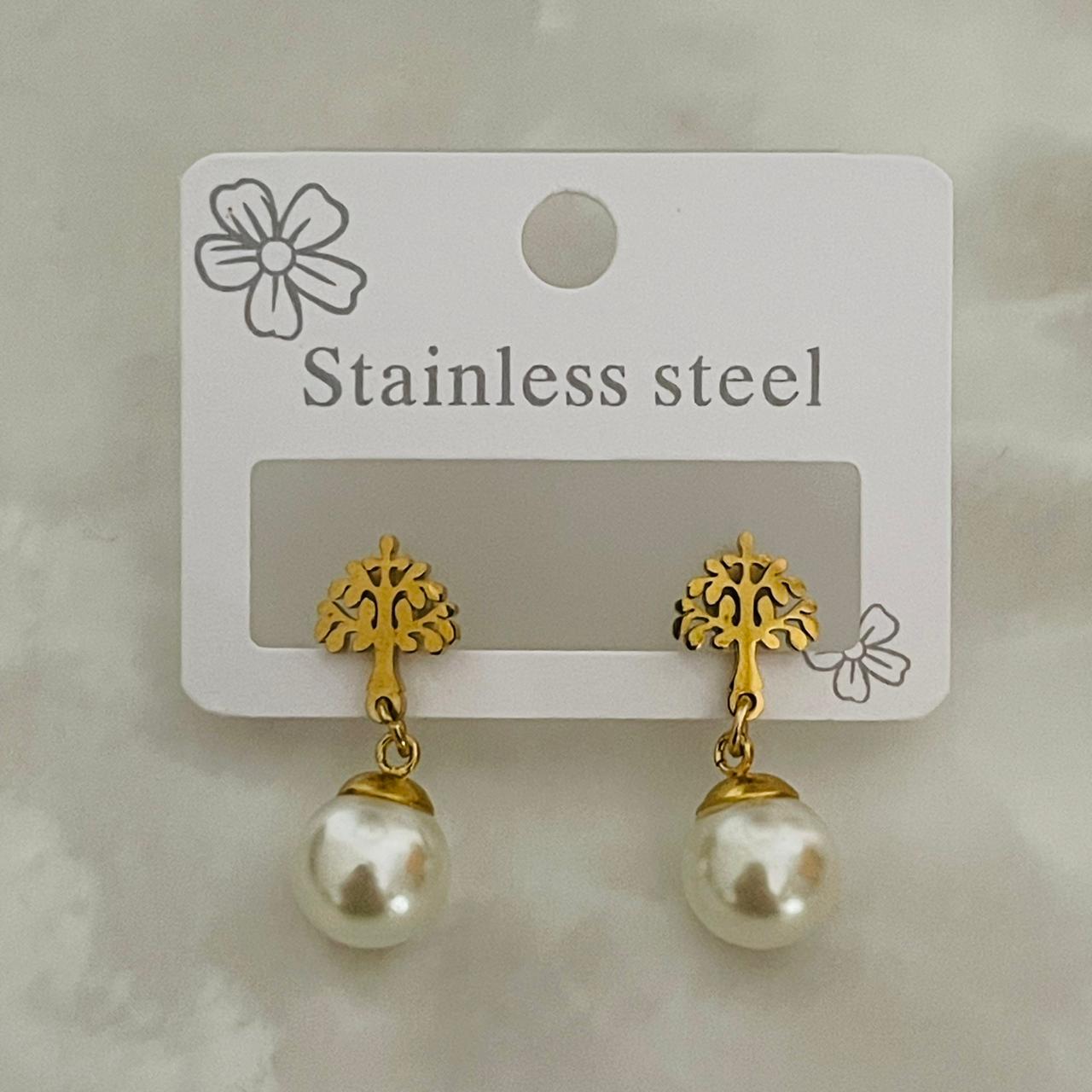 Pearl Tree Drop Earrings