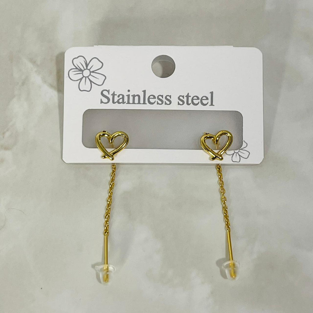 Open Heart Drop Earrings