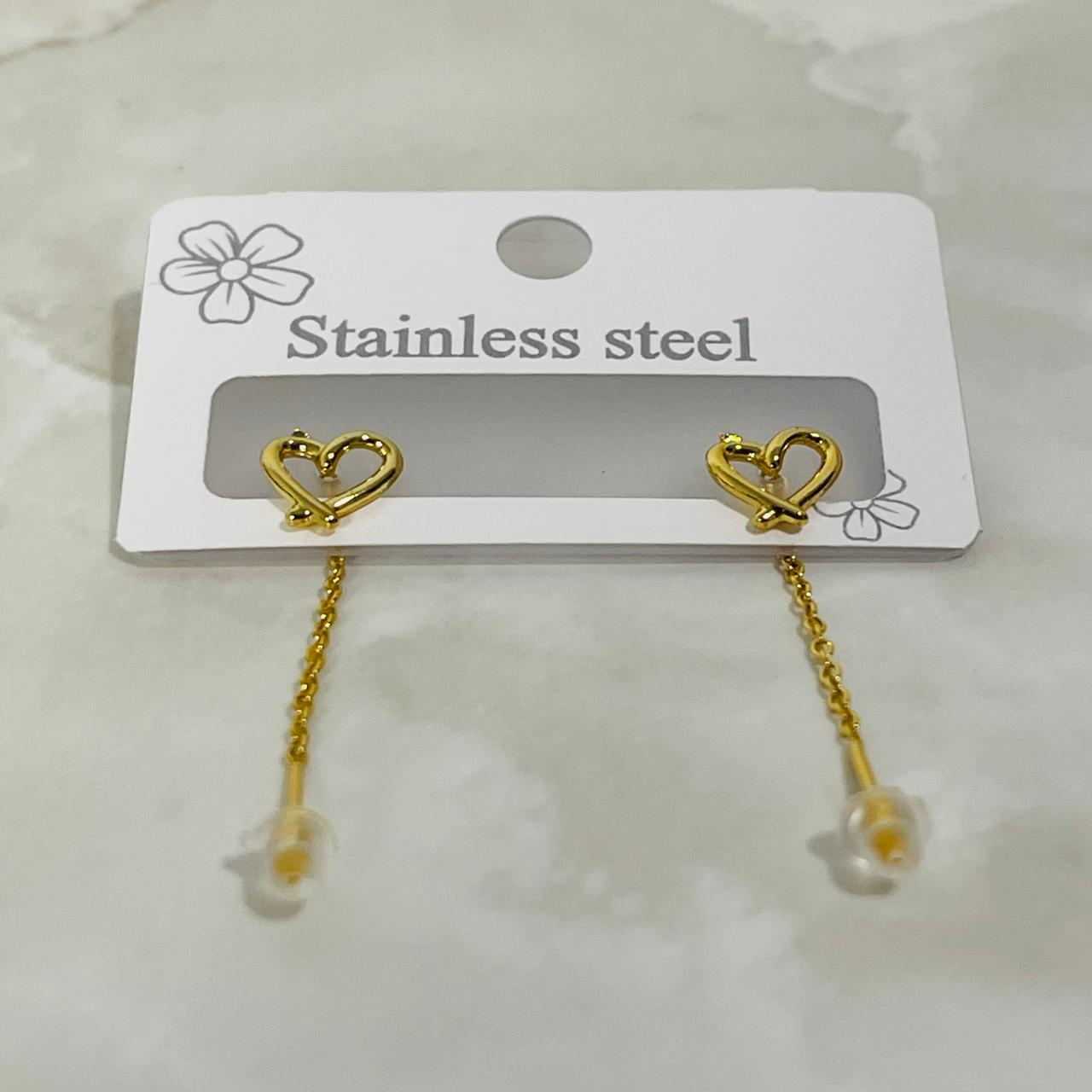 Open Heart Drop Earrings