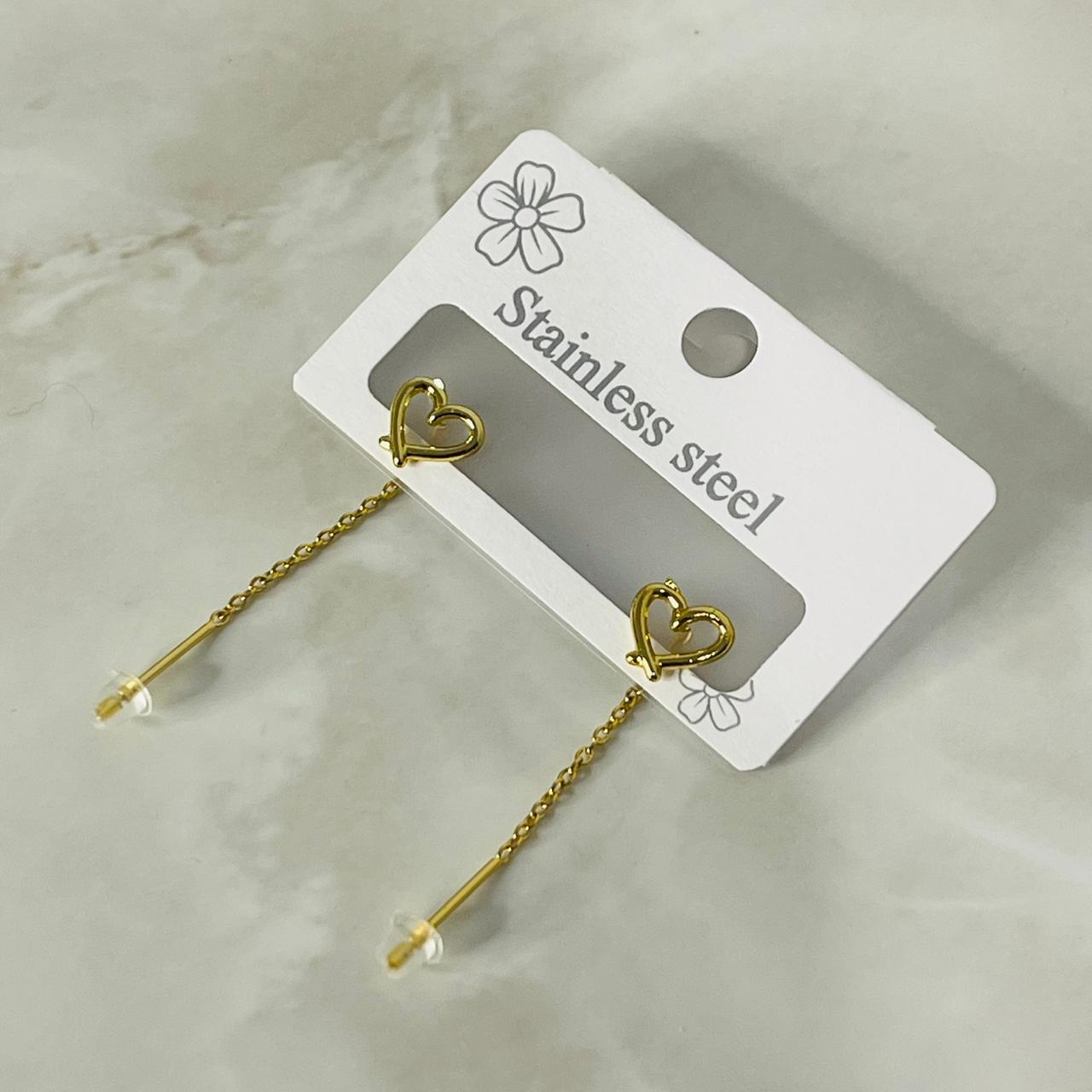 Open Heart Drop Earrings