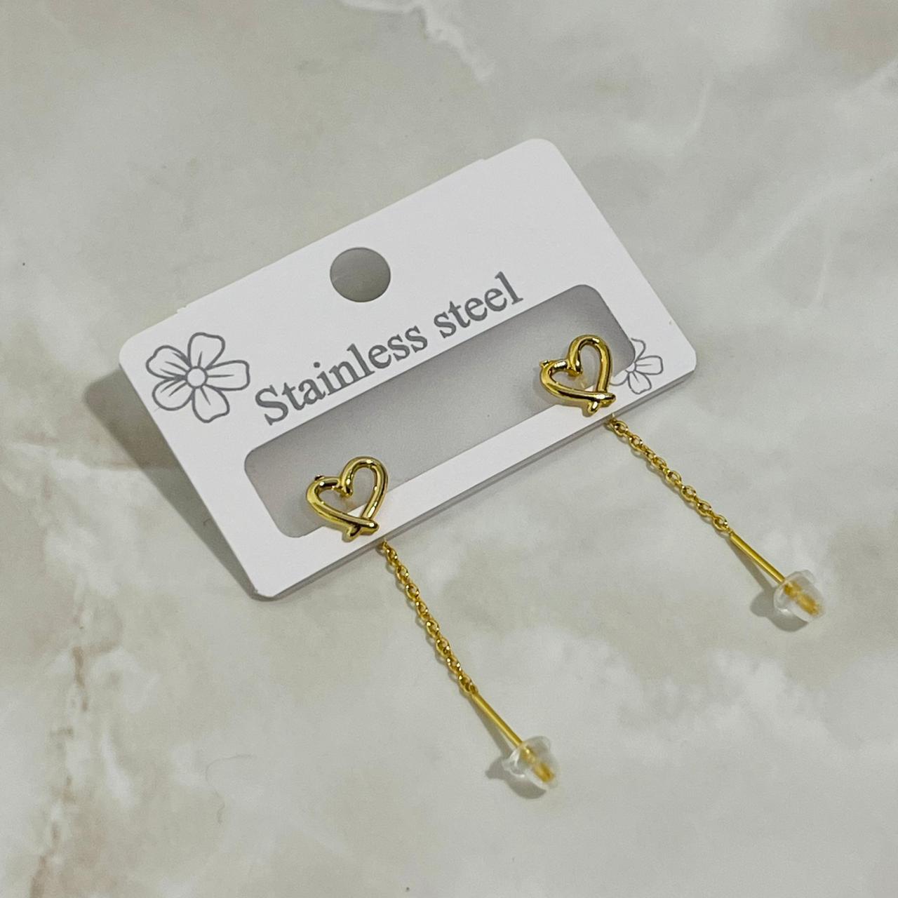 Open Heart Drop Earrings