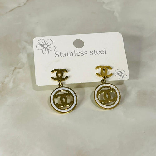 (Double C Drop Earrings)